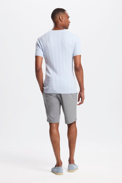 THE CABLE SHORT SLEEVE T-SHIRT - Mild Blue
